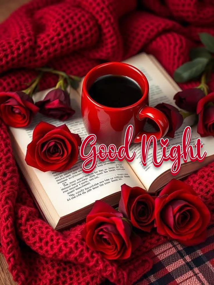 good night images with red roses