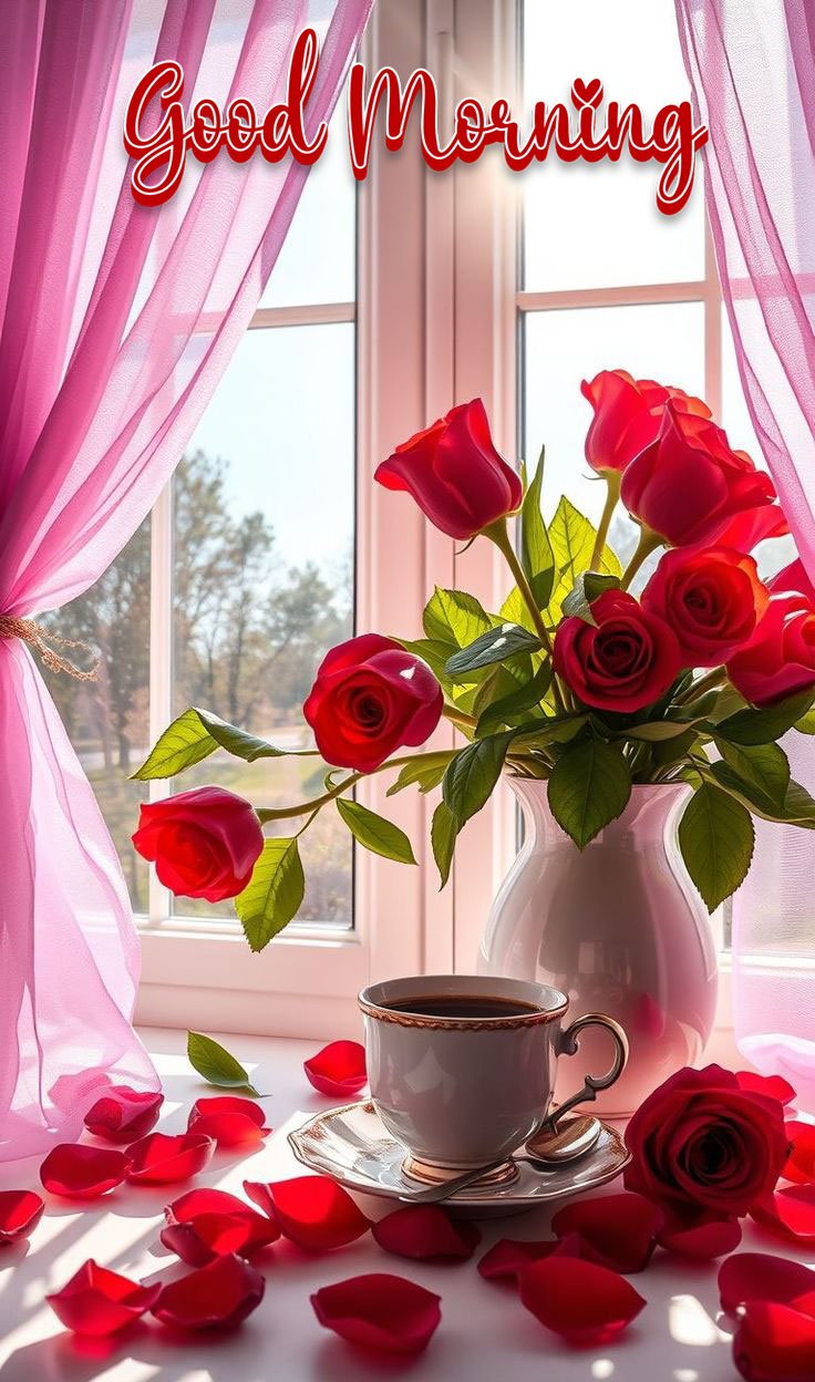 beautiful rose good morning images for Whatsapp