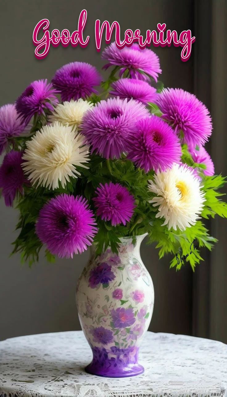 good morning images with colorful flowers