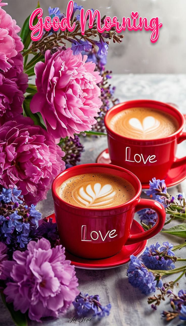 good morning images with flowers and love