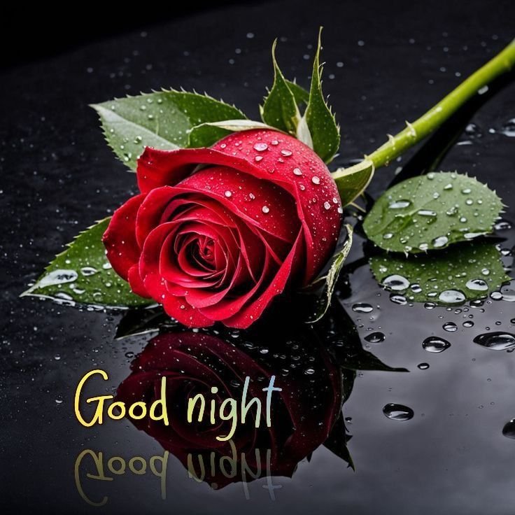 cute good night rose image
