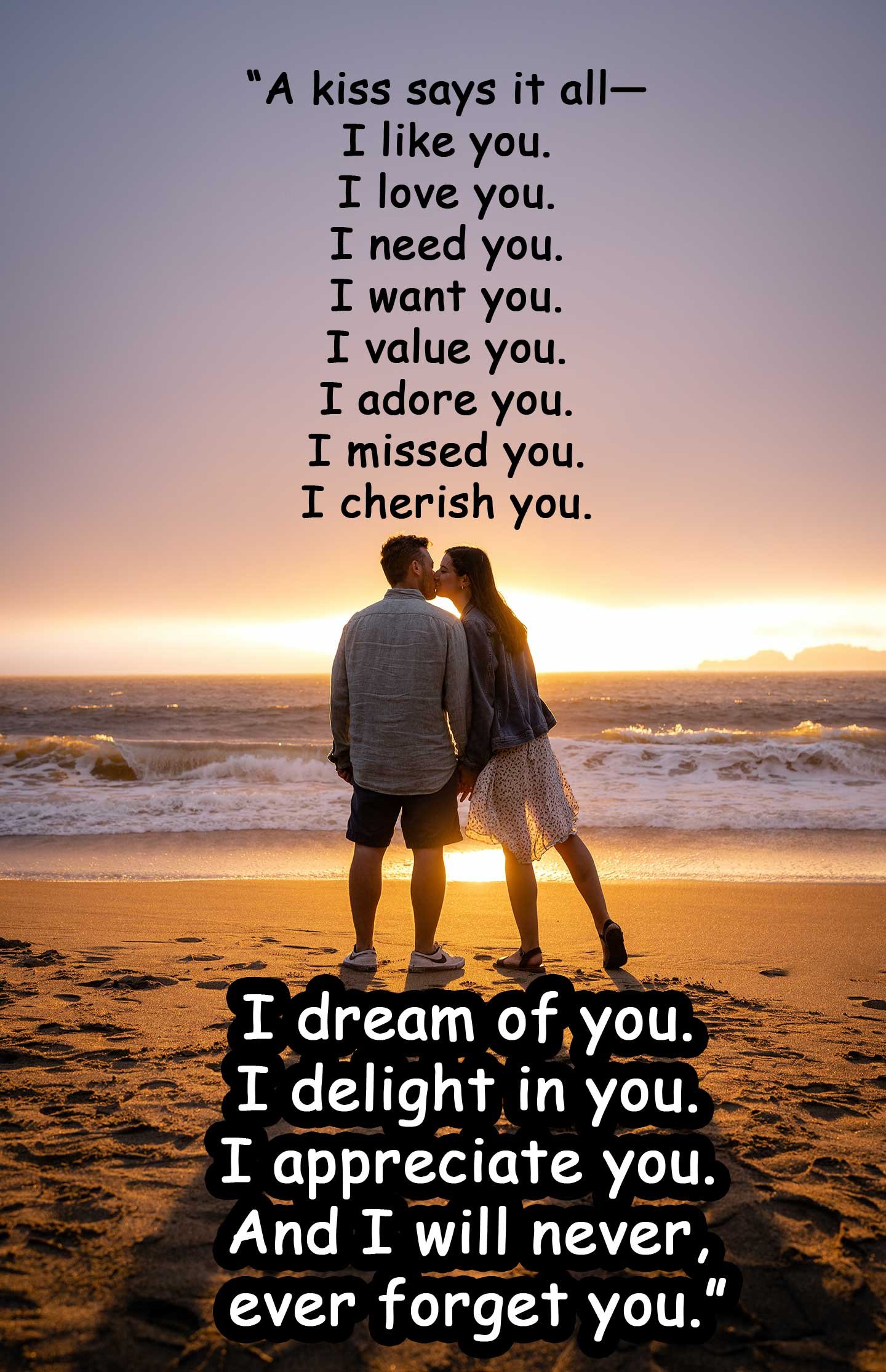 Cute kiss message for girlfriend and spouse